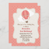 Heißluftballon Geburtstagsparty Einladung Pink (Vorne/Hinten)