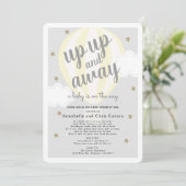 Heißluftballon Gelbe Babydusche per Mail Einladung (Stehend Vorderseite)