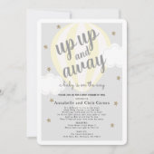 Heißluftballon Gelbe Babydusche per Mail Einladung (Vorderseite)