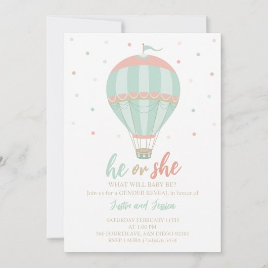 Heißluftballon Gender - Einladung (Vorderseite)