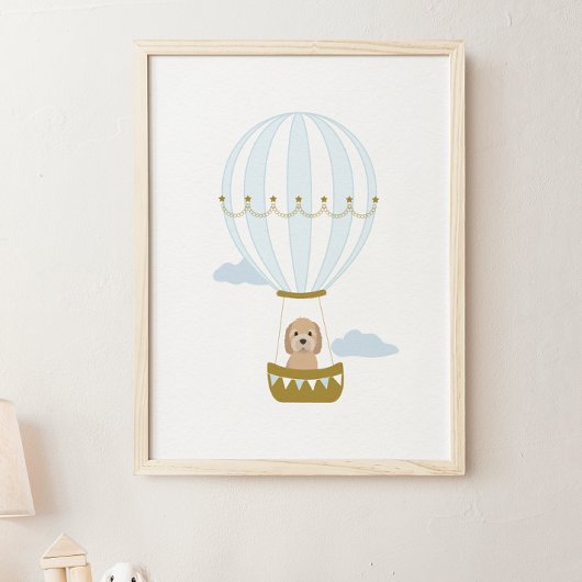 Heißluftballon Goldendoodle Kinderzimmer Deco Post Poster