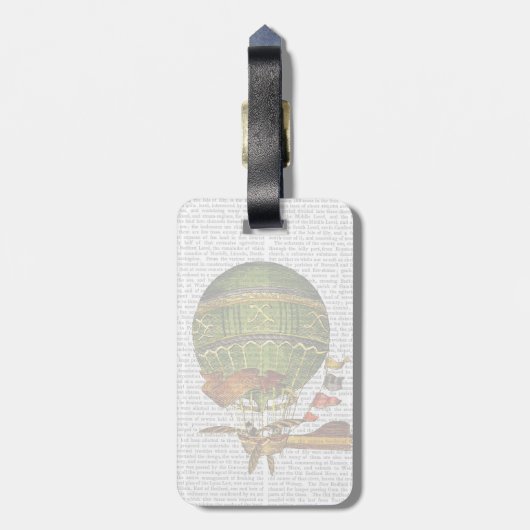 Heißluftballon Grün Gepäckanhänger (Rückseite vertikal)