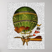 Heißluftballon Grün Poster (Vorne)