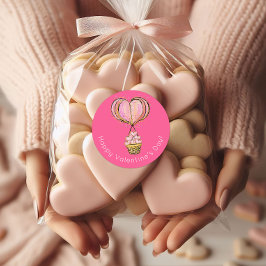 Heißluftballon Happy Valentine's Day Runder Aufkleber