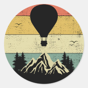 Heißluftballon-Hopper-Ballon Vintage Retro Runder Aufkleber