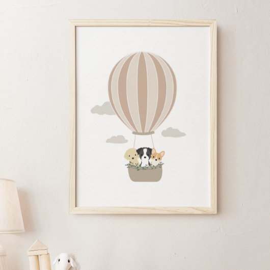 Heißluftballon Hunde Boho Kinderzimmer & Kids Post Poster