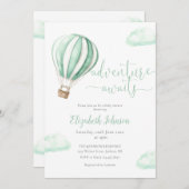 Heißluftballon in einer neutralen Babydusche Einladung (Vorne/Hinten)