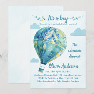 Heißluftballon It's A Boy Babyshower-Einladung Einladung