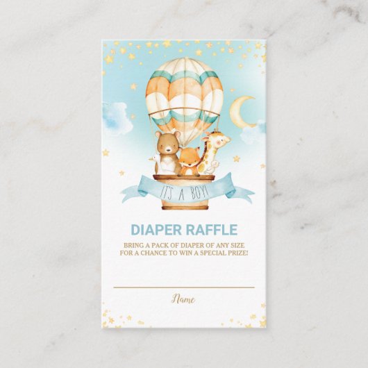 Heißluftballon Jungle Animals Boy Diaper Raffle Begleitkarte (Vorderseite)