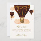 Heißluftballon Jungle Lion Boy Babydusche Dankeskarte (Vorderseite)
