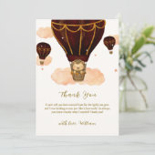 Heißluftballon Jungle Lion Boy Babydusche Dankeskarte (Stehend Vorderseite)