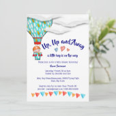 Heißluftballon Jungs Babydusche niedliches Party Einladung (Stehend Vorderseite)