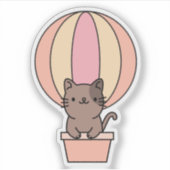Heißluftballon Katze Aufkleber (Vorderseite)