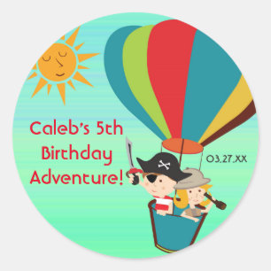 Heißluftballon Kinder Abenteuer Vintage Aufkleber