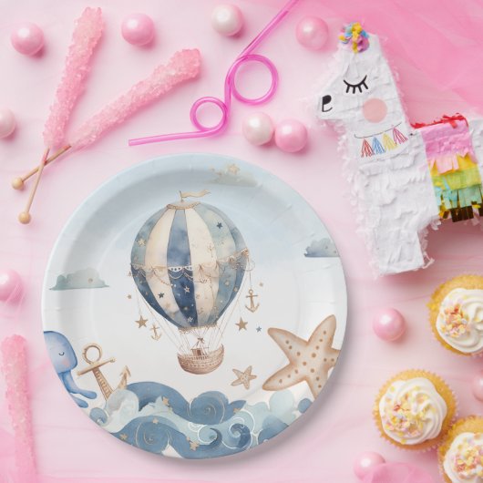 Heißluftballon Kinderdusche Pappteller (Party)