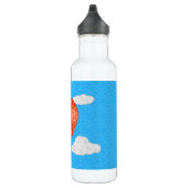 Heißluftballon, Korallenorange gegen einen blauen Edelstahlflasche (Rechts)