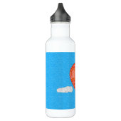 Heißluftballon, Korallenorange gegen einen blauen Edelstahlflasche (Links)