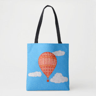 Heißluftballon, Korallenorange gegen einen blauen Tasche