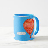 Heißluftballon, Korallenorange gegen einen blauen  Tasse (VorderseiteRechts)