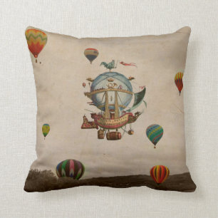Heißluftballon, La Minerve 1803 Reisen im Stil Kissen