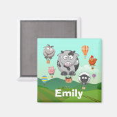 Heißluftballon Landtiere Personalisierte Kinder Magnet (Vorderseite/Rückseite)