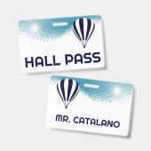 Heißluftballon-Lehrer Hall-Pass Ausweis (Vorder- & Rückseite)