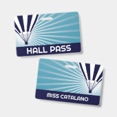 Heißluftballon-Lehrer Hall-Pass Ausweis (Vorder- & Rückseite)
