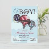 Heißluftballon Lil Man Dusche Einladung (Stehend Vorderseite)