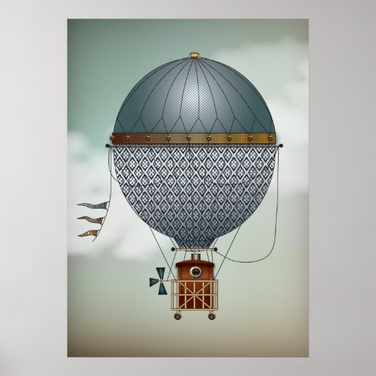 Heißluftballon Luftschiff Indigon | Steampunk Trav Poster (Vorne)