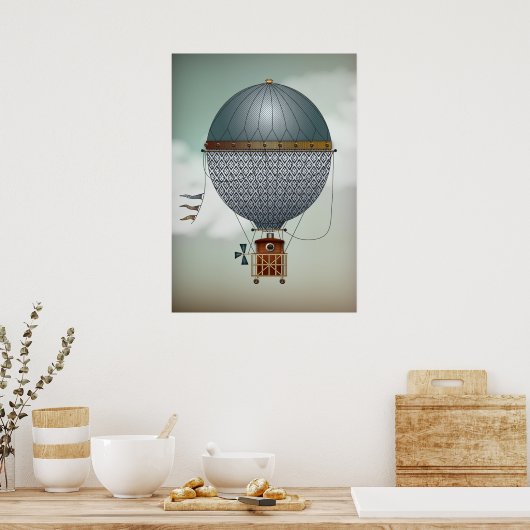 Heißluftballon Luftschiff Indigon | Steampunk Trav Poster (Küche)