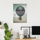 Heißluftballon Luftschiff Indigon | Steampunk Trav Poster (Heimbüro)