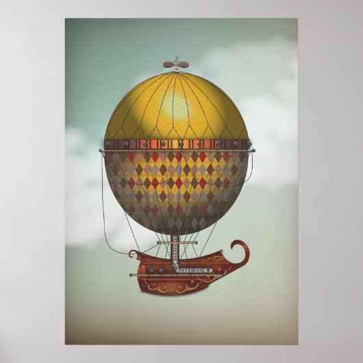 Heißluftballon Luftschiff Nautisme Steampunk Trave Poster (Vorne)