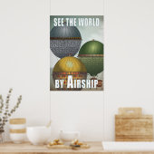 Heißluftballon Luftschiff Trio Steampunk Poster (Küche)