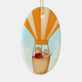 Heißluftballon, Mädchen und Hundeverzierung Keramikornament (Rechts)