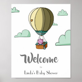 Heißluftballon mit Bear Welcome Baby Dusche Poster