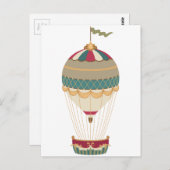 Heißluftballon mit Fahne Postkarte (Vorne/Hinten)