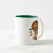 Heißluftballon mit Flaggen Zweifarbige Tasse (VorderseiteRechts)