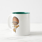 Heißluftballon mit Flaggen Zweifarbige Tasse (Vorderseite Links)