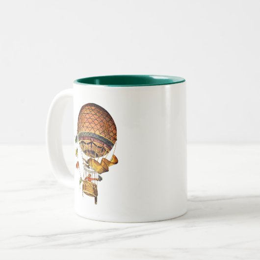 Heißluftballon mit Flaggen Zweifarbige Tasse (Vorderseite Links)