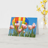 Heißluftballon mit Frühlingtulis Karte (Gelbe Blume)
