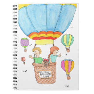 Heißluftballon mit Hund und Kindern Notizblock