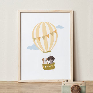 Heißluftballon mit Puppies Kinderzimmer Deco Poste Poster