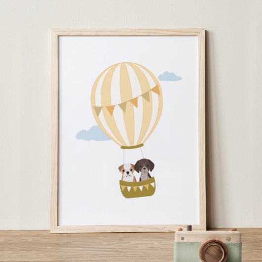 Heißluftballon mit Puppies Kinderzimmer Deco Poste Poster