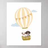 Heißluftballon mit Puppies Kinderzimmer Deco Poste Poster (Vorne)