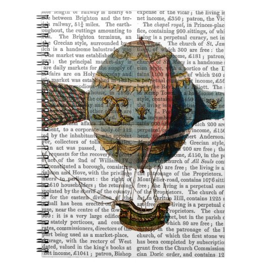 Heißluftballon mit Schwanz-Feder Notizblock (Vorderseite)