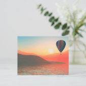 Heißluftballon mit Sonnenuntergang Postkarte (Stehend Vorderseite)