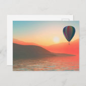 Heißluftballon mit Sonnenuntergang Postkarte (Vorne/Hinten)