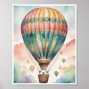 Heißluftballon Muster lebendige Farben Wall Art Poster