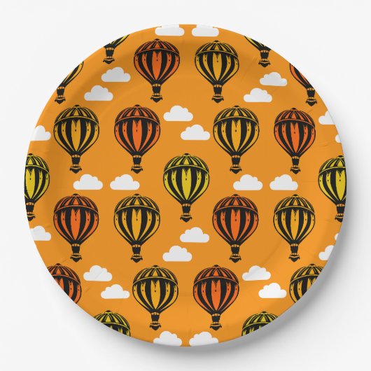 Heißluftballon-Muster Pappteller (Vorderseite)