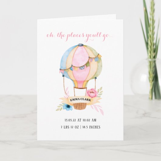 Heißluftballon neues niedliches Baby Karte (Vorderseite)